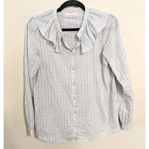 Doen Jeanette Blouse Blue Picnic Plaid (Sz Small)
